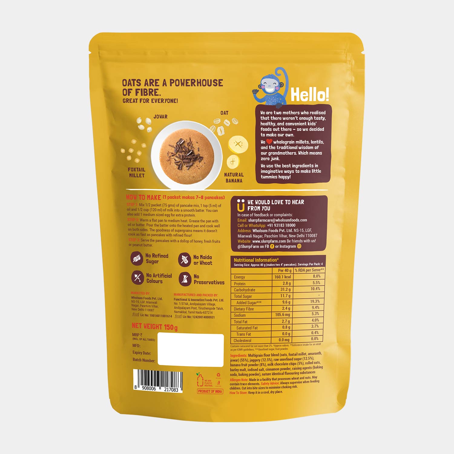 Banana Choco-Chip Millet Pancake