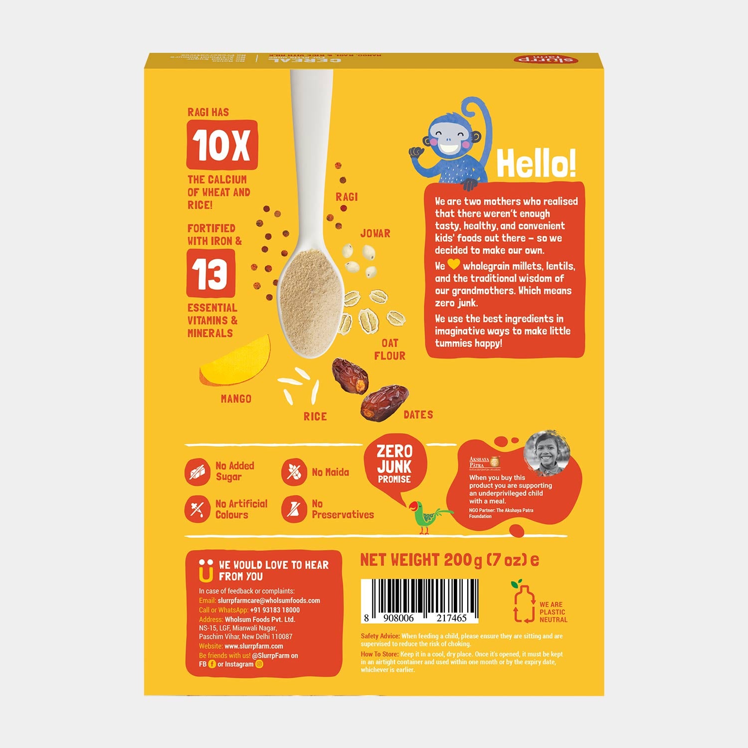 Mango, Ragi and Rice Cereal with Milk