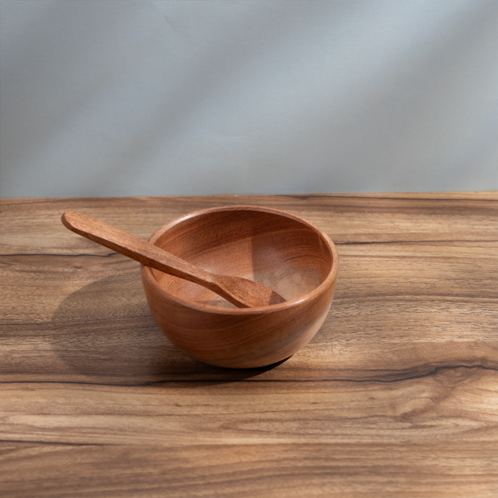 Neem Wood Bowl and Spoon – Safe and Natural Baby Feeding Set
